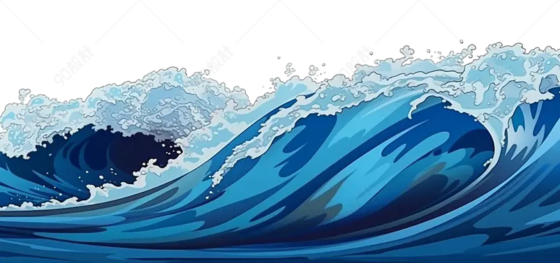 蓝色海水浪花元素设计