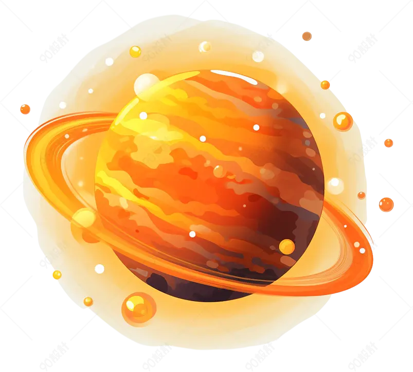 彩色星球星空地球宇宙行星科技元素科学能源环保插画手绘