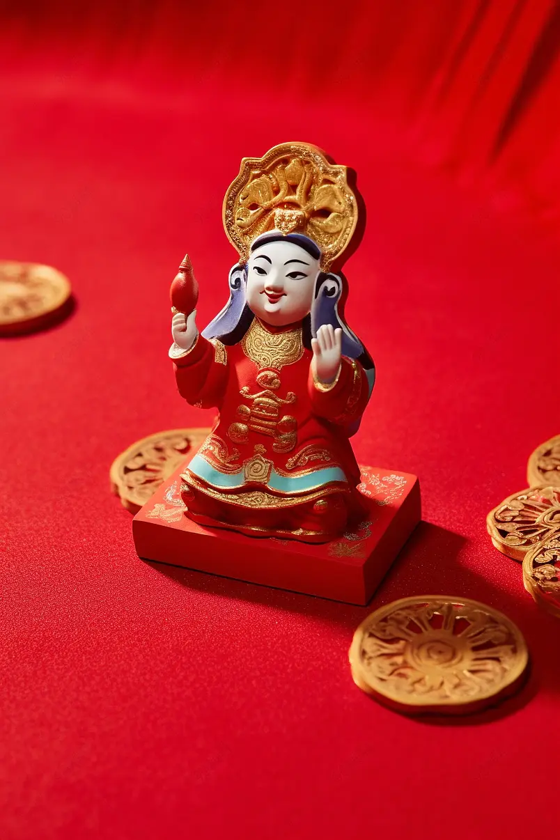窗影下的财神与金元宝