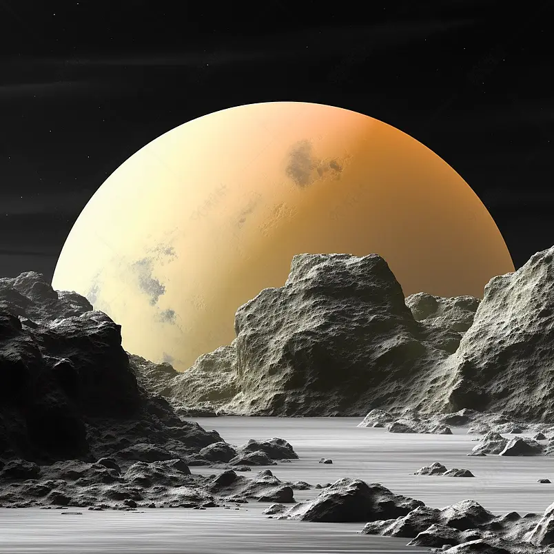 来自岩石卫星的系外行星，合成图像