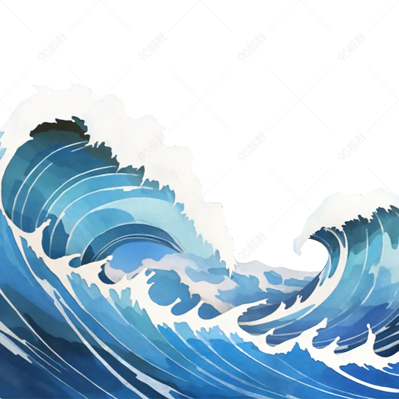 沙滩海边激起的海浪元素免抠素材图