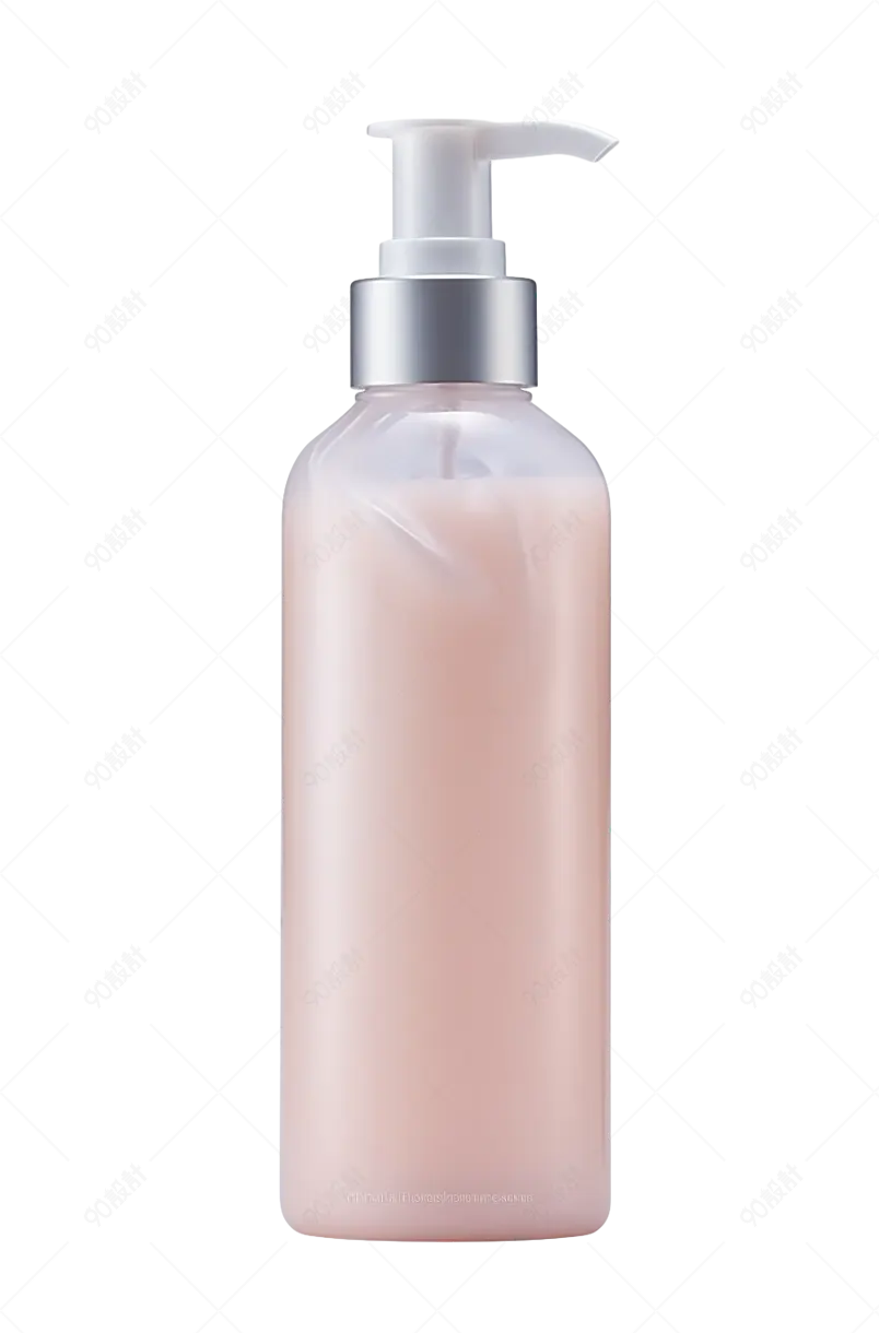 一瓶粉红色的化妆品乳液洗发水