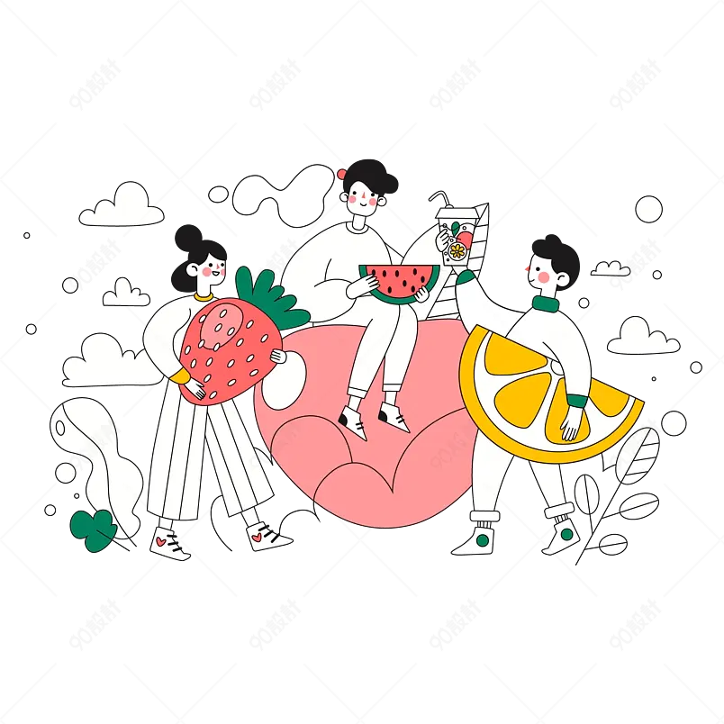纯原创校园休闲时光MG风格矢量免抠素材