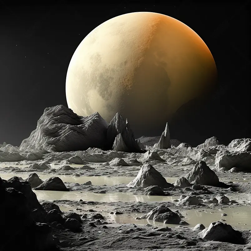 来自岩石卫星的系外行星，合成图像