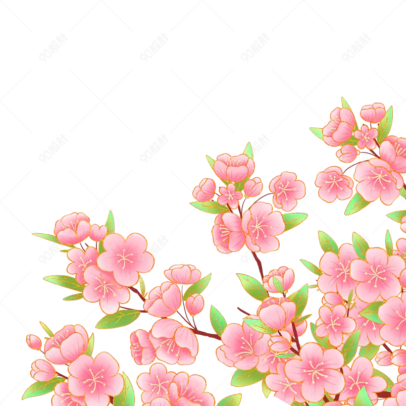 中国画国潮装饰植物插画鲜花元素