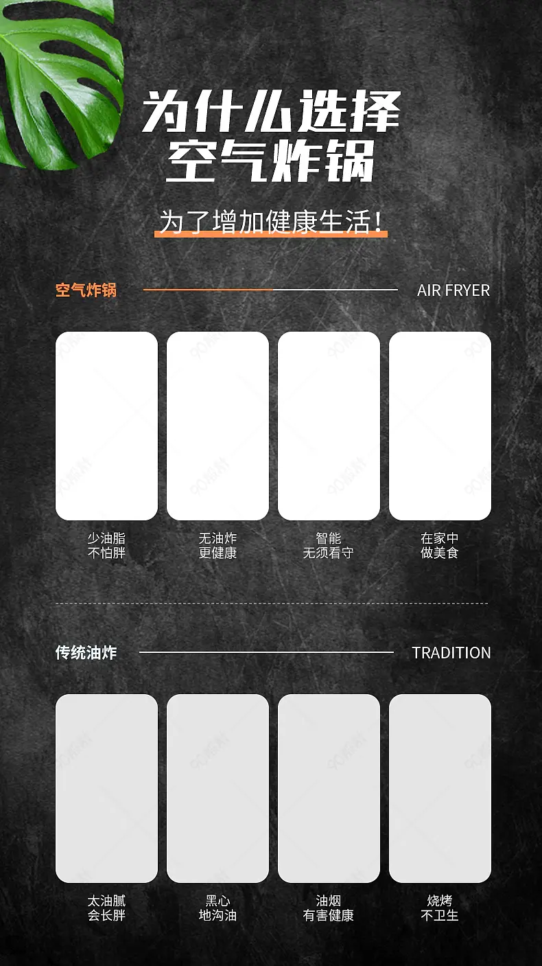 黑色时尚空气炸锅详情页对比图营销模块设计模板