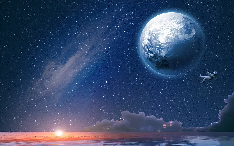 月球星球地球中国航天日世界日背景