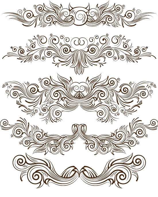 雅致花边图片素材卷曲花纹矢量