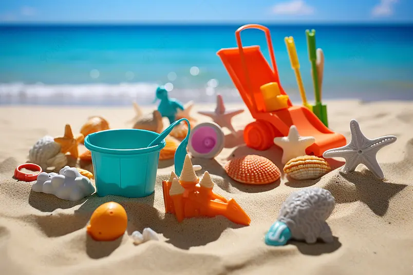 儿童沙滩塑料玩具拍摄图