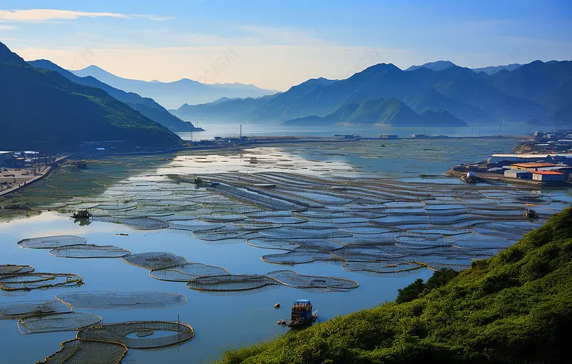 晴天的海上渔村