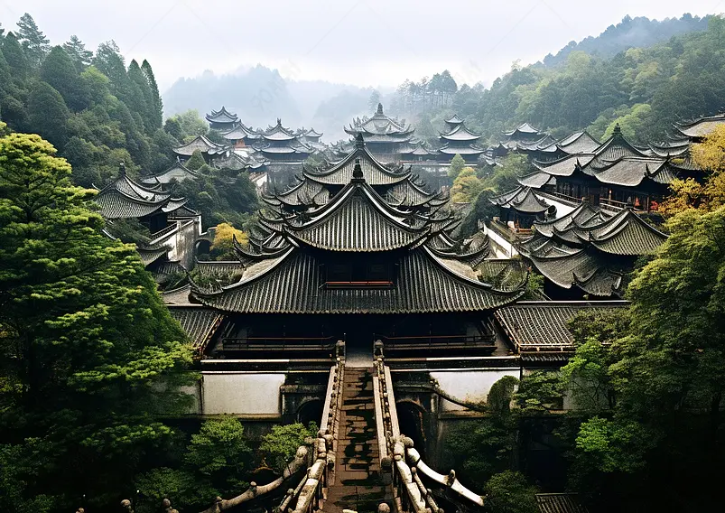 恩施土司城旅行景点宣传背景图