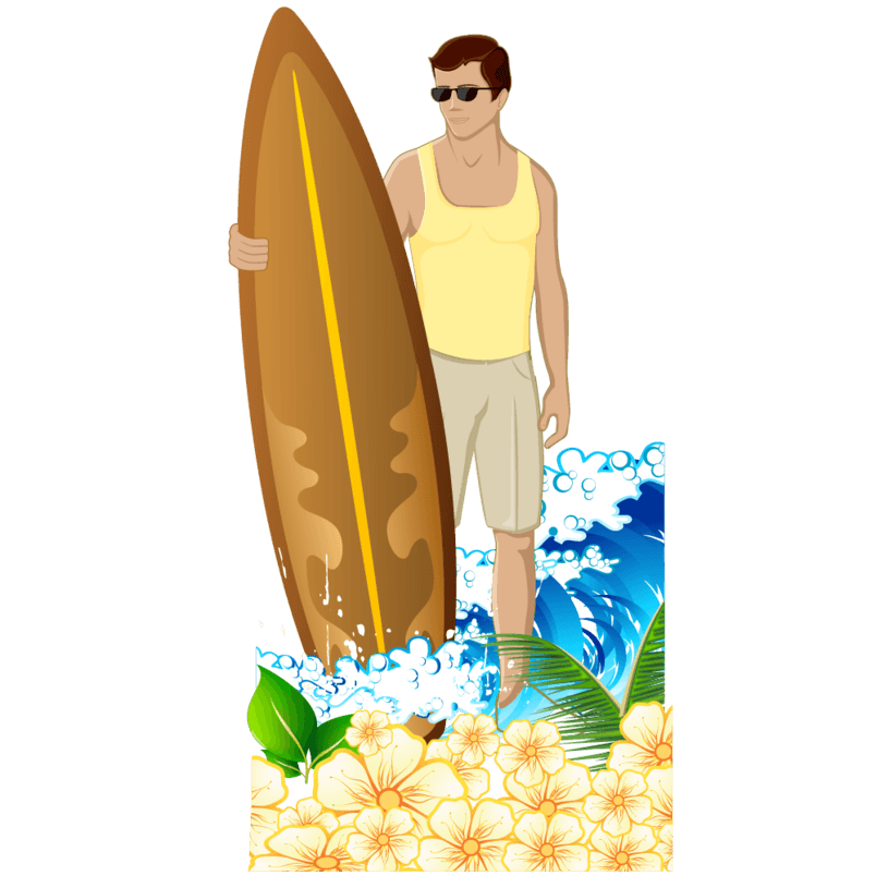 海边冲浪男子元素
