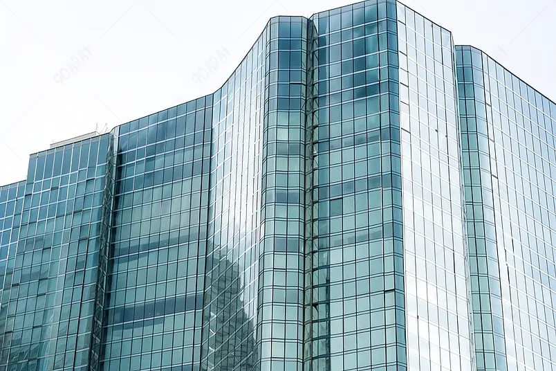 CBD商务独栋建筑大楼局部特写广角实拍画册封面照片素材