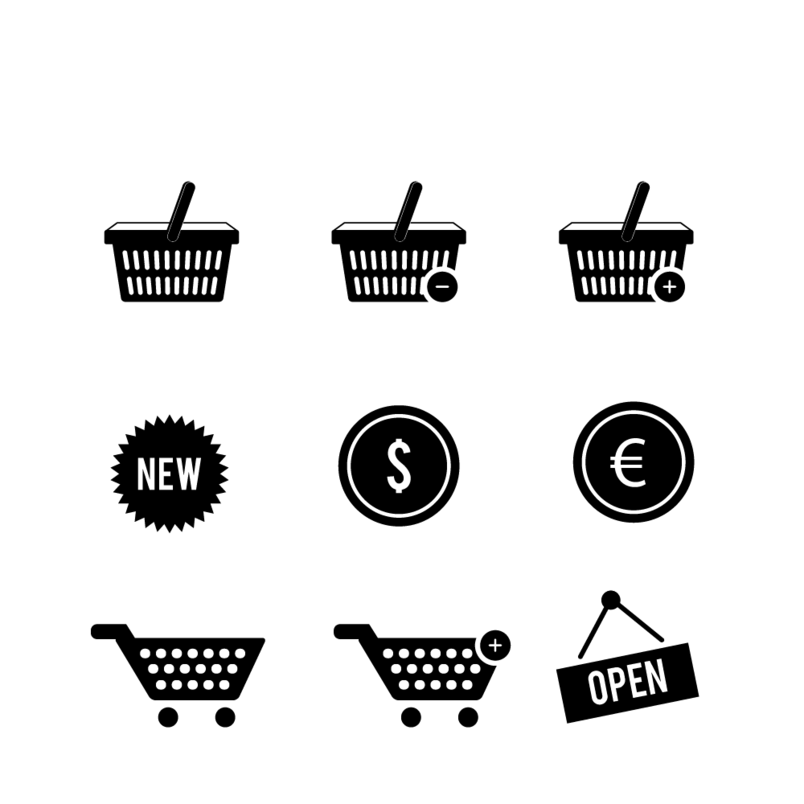 网页设计日常超市购物矢量小图标 