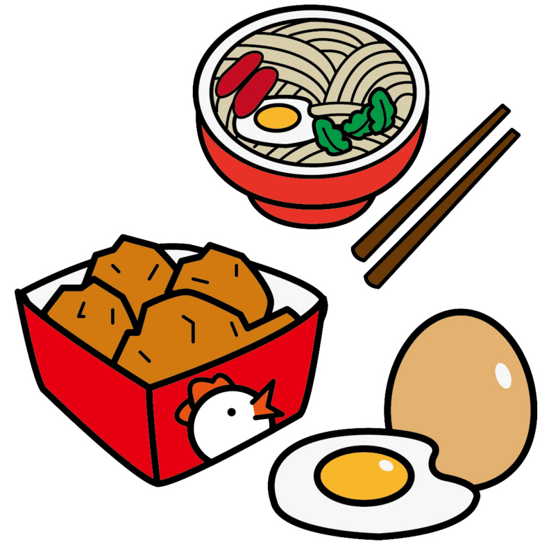 简笔鸡蛋炸鸡面条