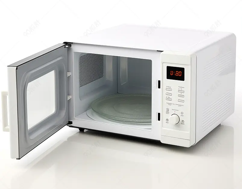 黑色微波炉门打开白色隔离