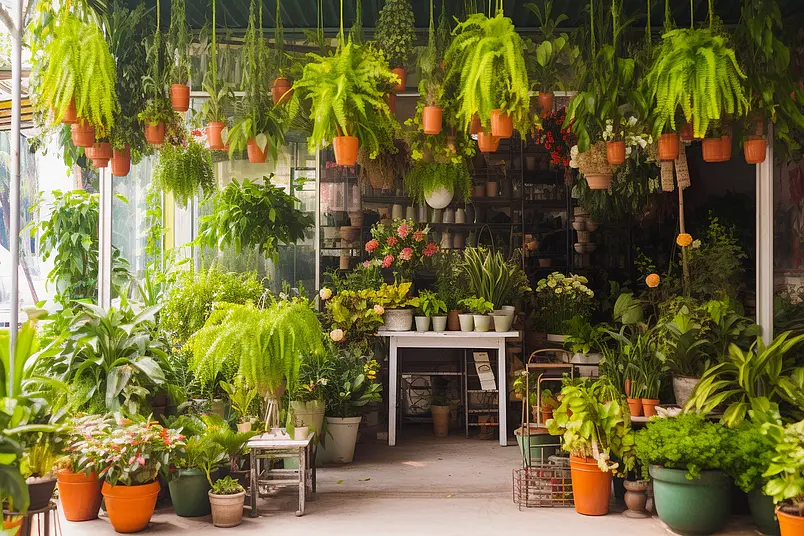 唯美清新花店门铺背景