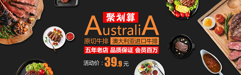 食品美食牛排简约全屏促销海报下载