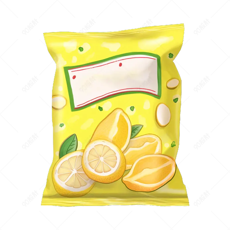 黄色手绘风薯条薯片美食膨化食品包装袋元素
