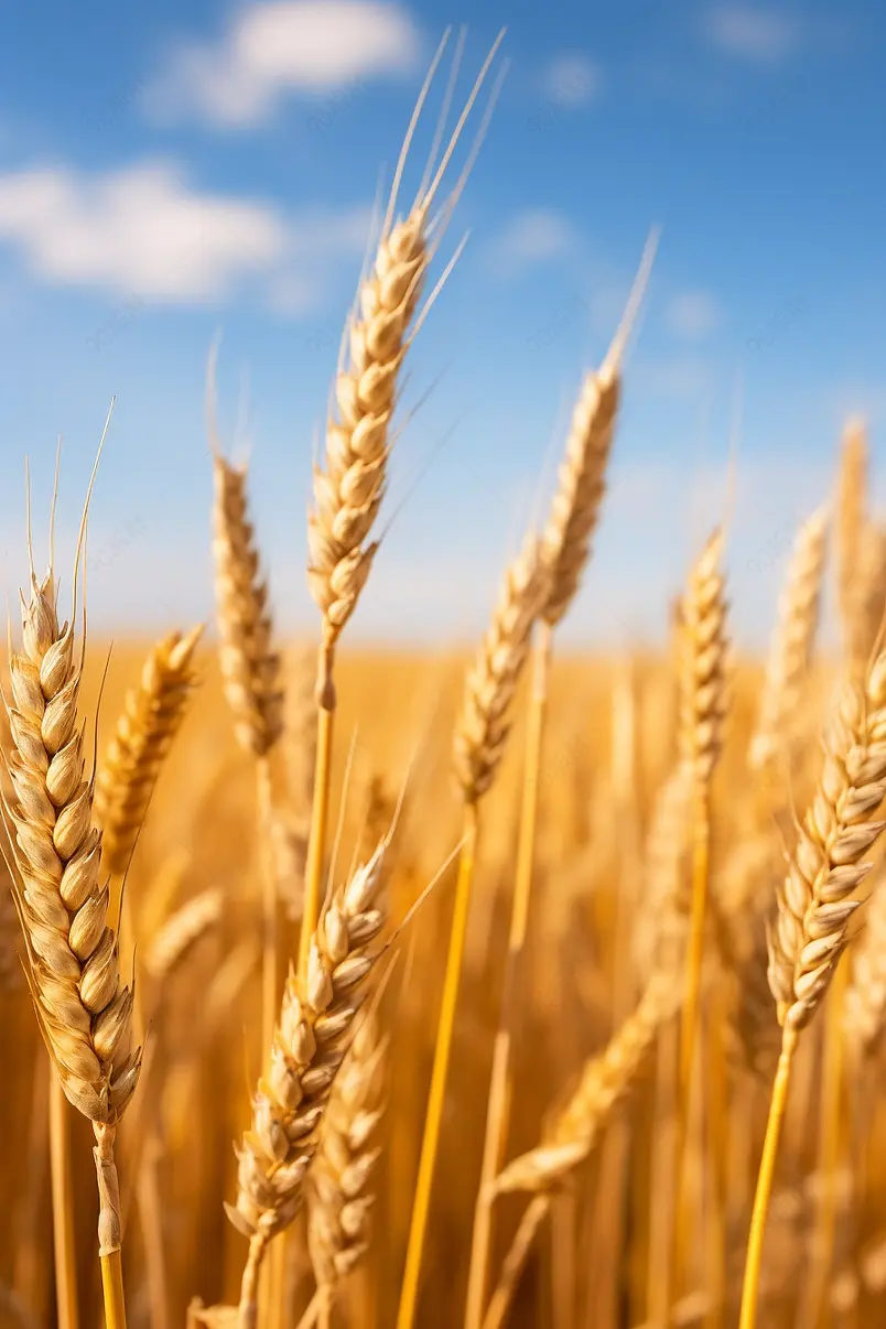 天空下麦穗金黄专注于领域