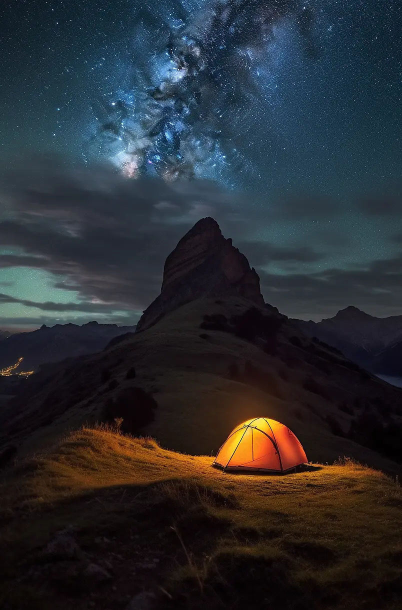户外旅行露营星空