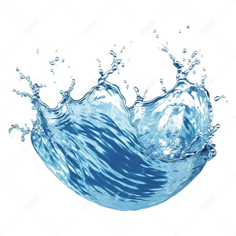 蓝色水花水浪溅起的水滴免抠效果元素素材图