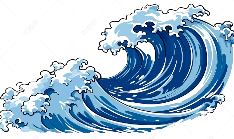 蓝色大海浪花元素设计