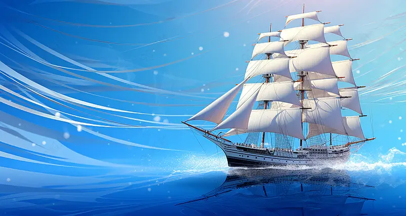 团队合作齐心协力海报几何线条商务团队帆船背景