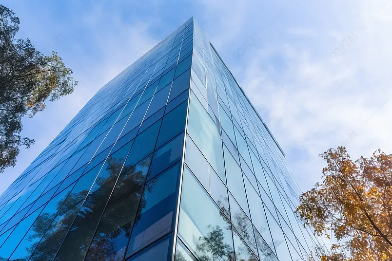 上海商务大楼办公室广角实拍画册封面照片素材