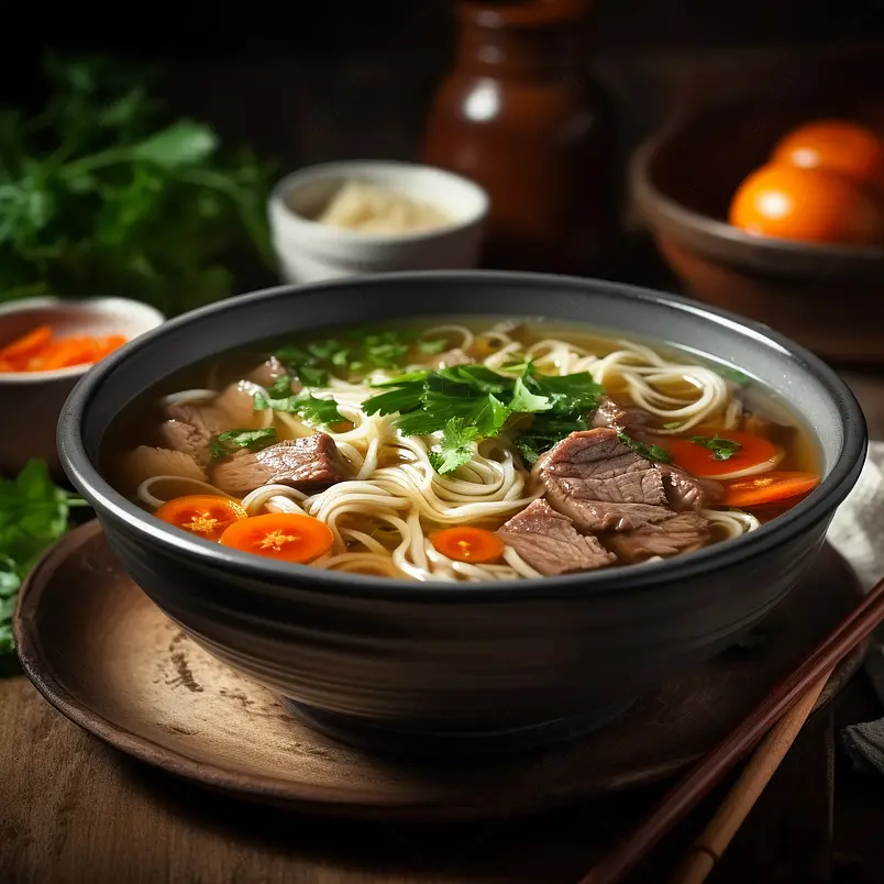 一碗牛肉面牛肉汤汁写实摄影