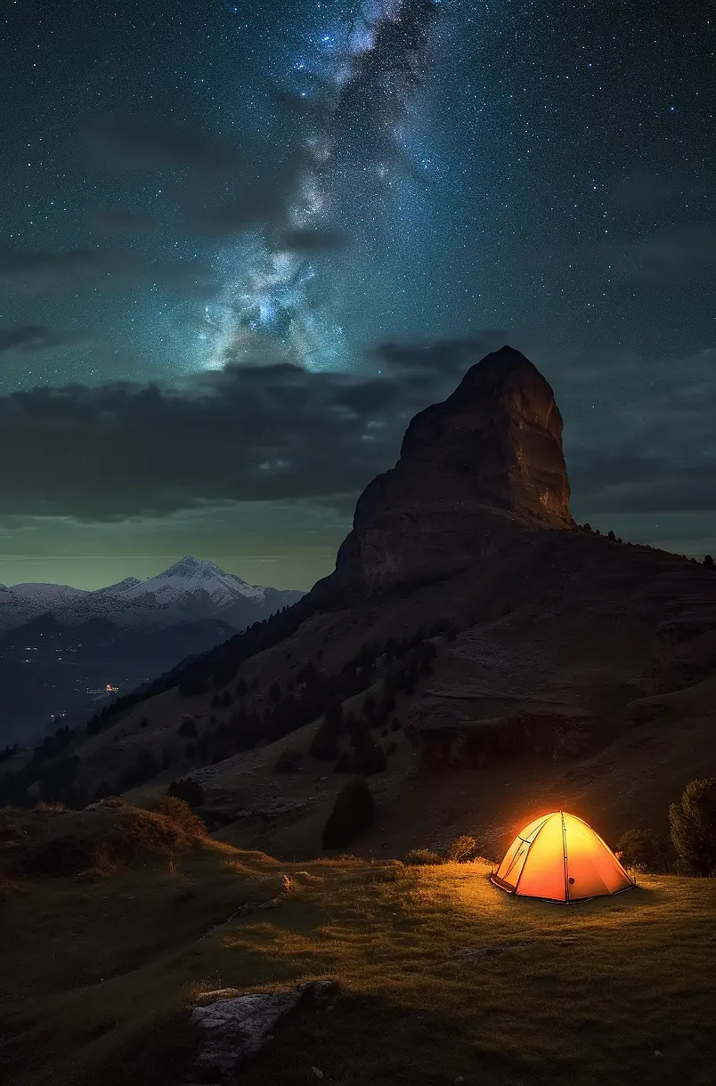 户外旅行露营星空