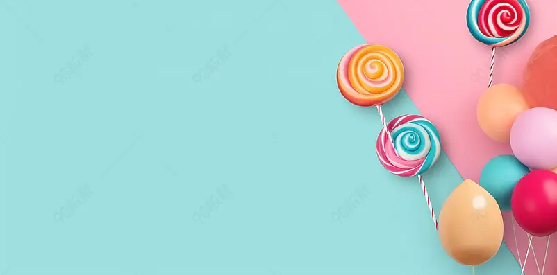 粉绿撞色小清新糖果banner