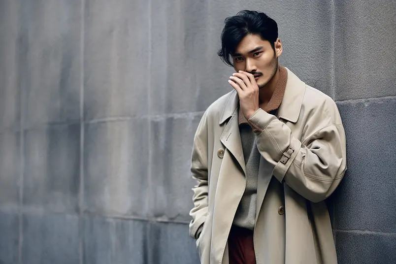 冬季都市成熟男性感觉寒冷摄影实拍