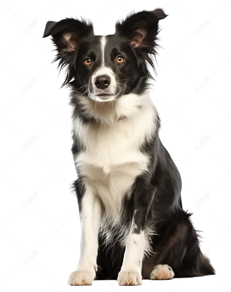 黑色一只体型较大的边境牧羊犬狗狗实物免抠元素
