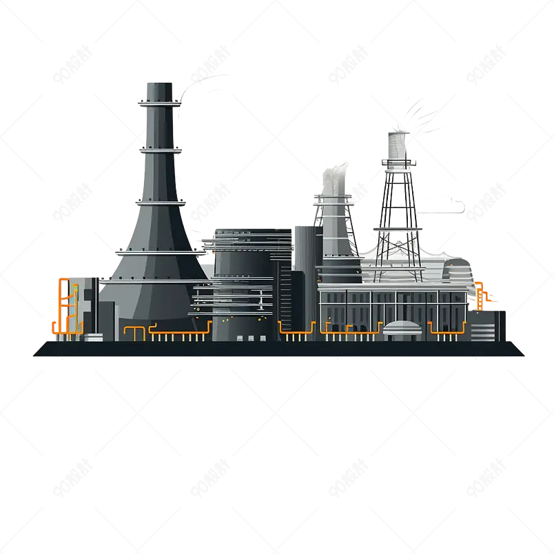 工业蒸汽烟筒核电厂海报宣传册设计手绘