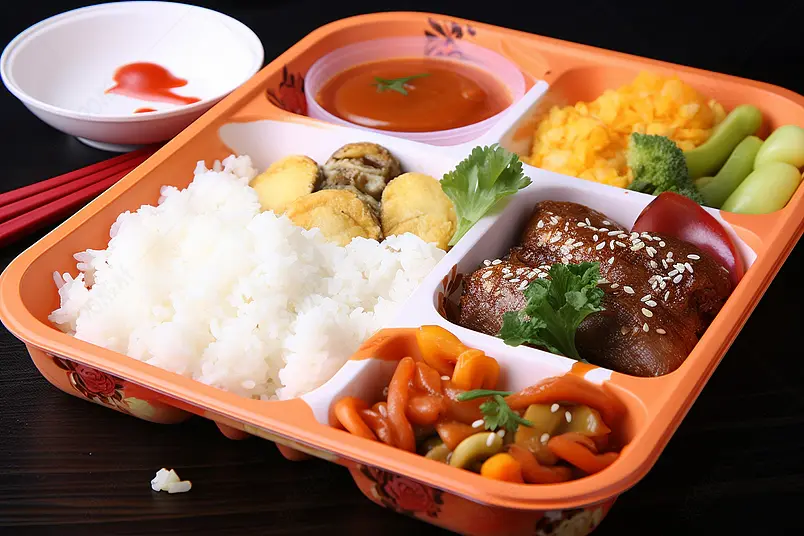 快餐套餐盒饭美团小吃餐盒美食广告素材图片