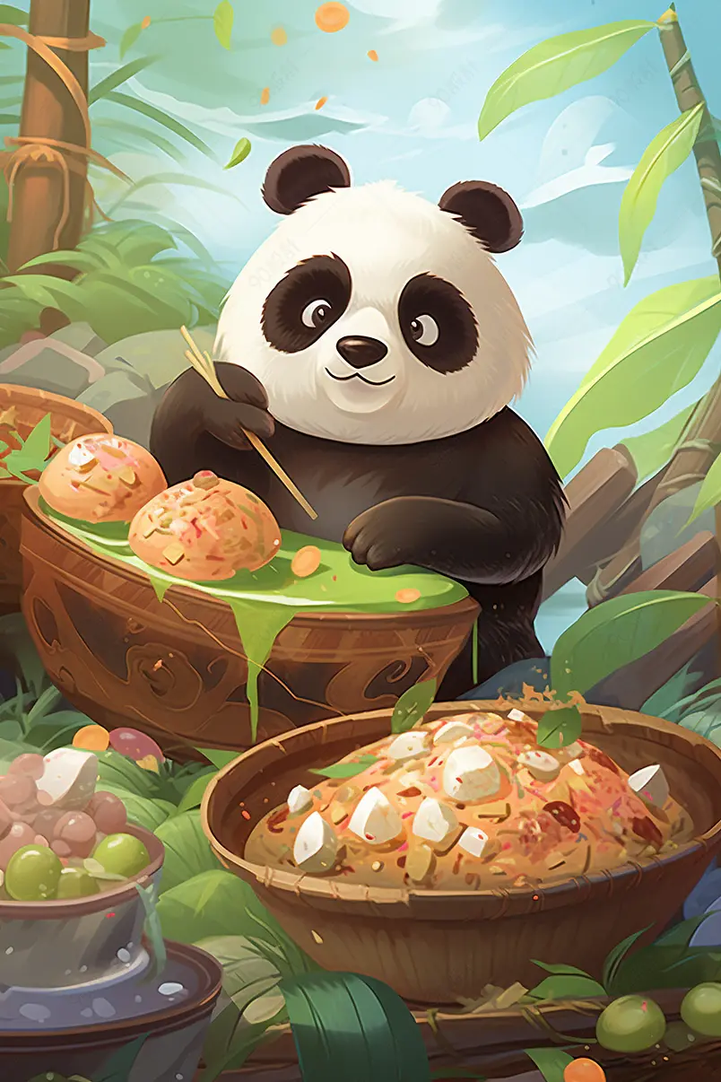 端午佳节美味粽子清新卡通插画