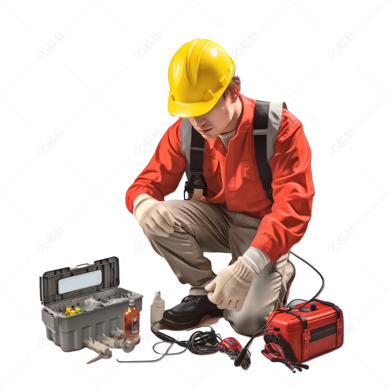 维修工人工具箱拿工具