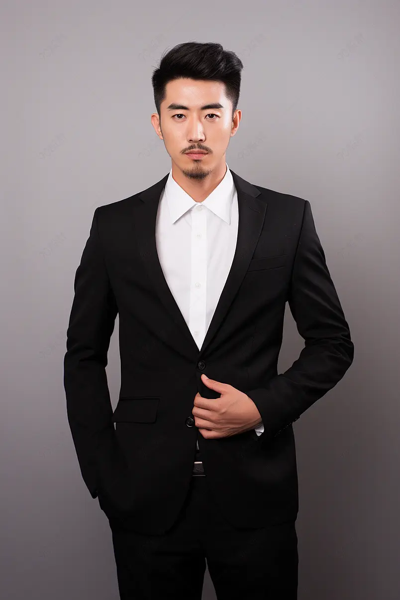 商务男士整理西装形象照