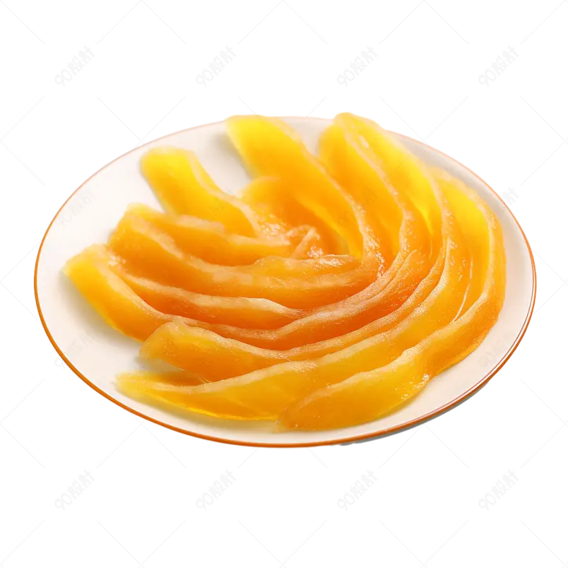 黄色实拍小吃水果干芒果干零食小吃元素