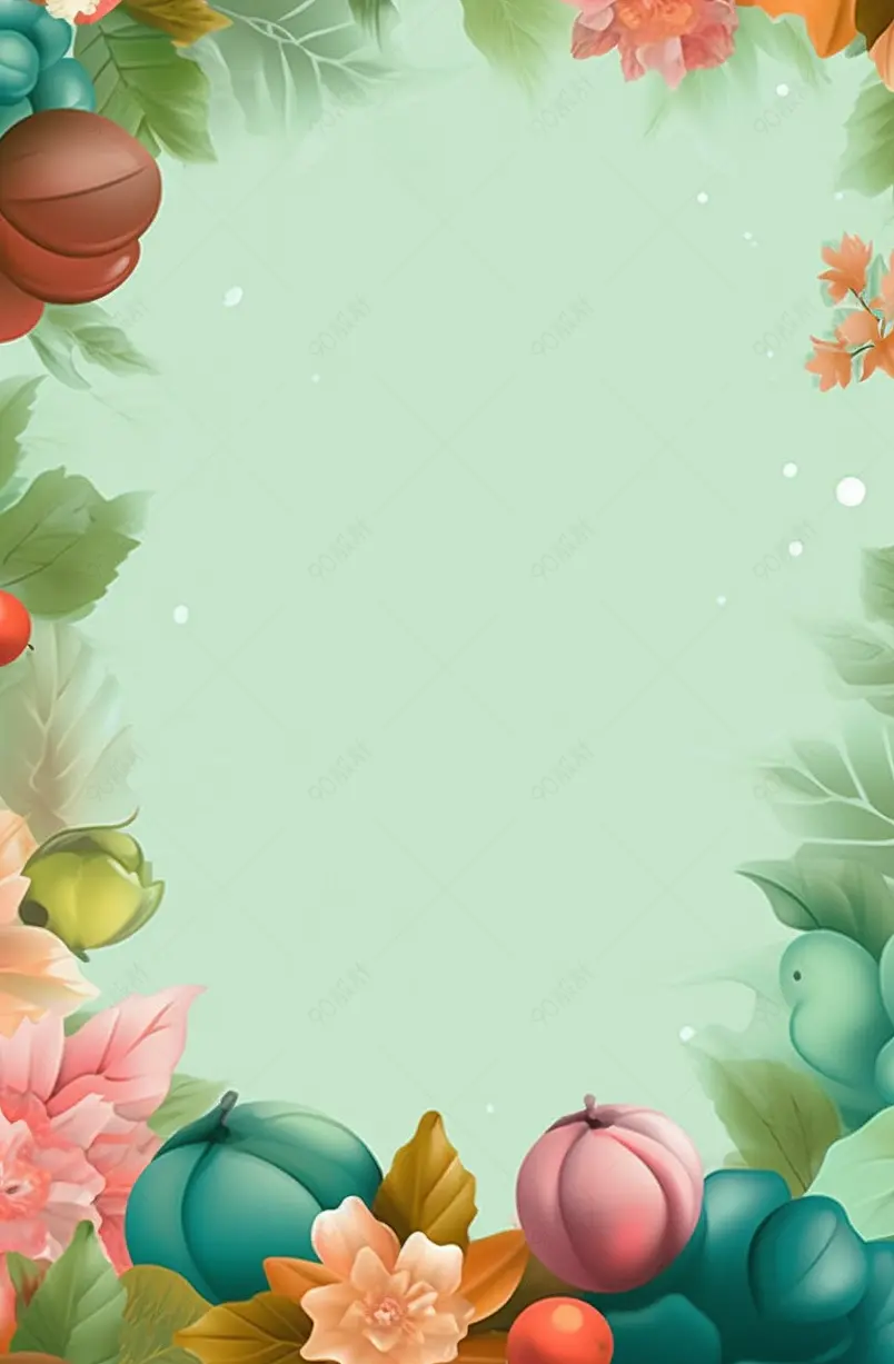 绿色小清新花花边框背景图