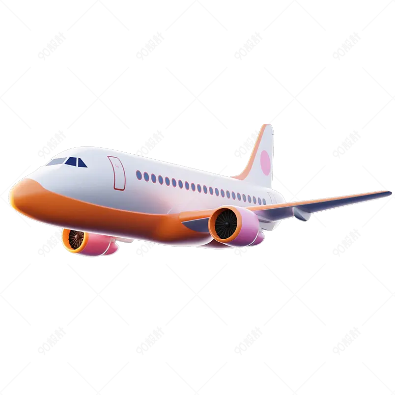 3D渲染立体飞翔在空中的飞机免抠素材图