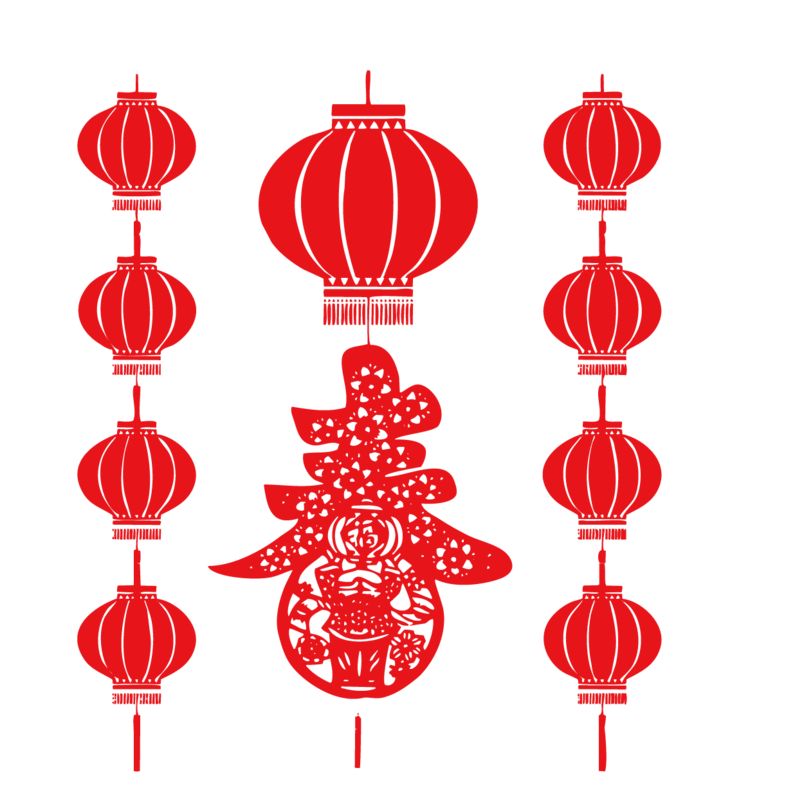 新年灯笼剪纸素材