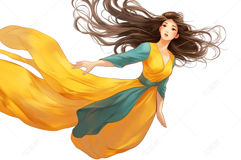 手绘漂亮飞起来的飞天仙女