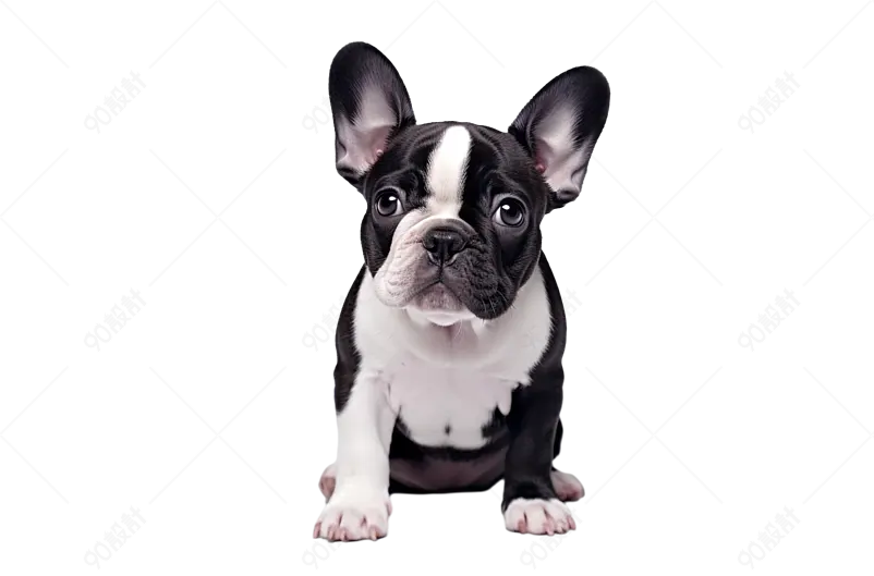 黑色丑萌可爱的纯种法国斗牛犬小狗实物免抠元素