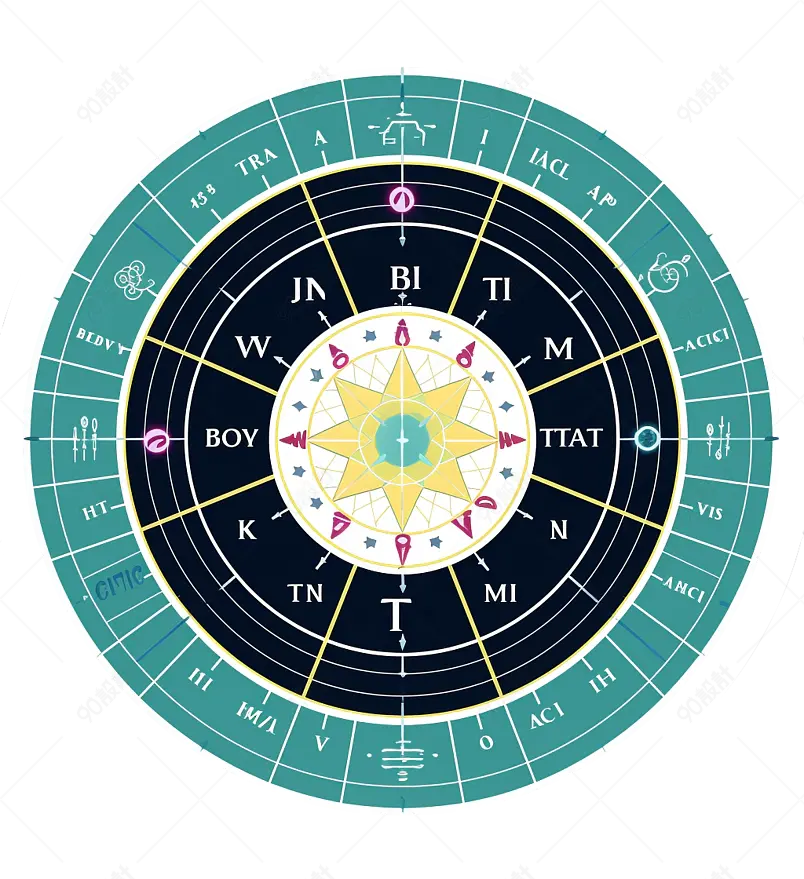 复古风格星座占星圈插图元素免抠