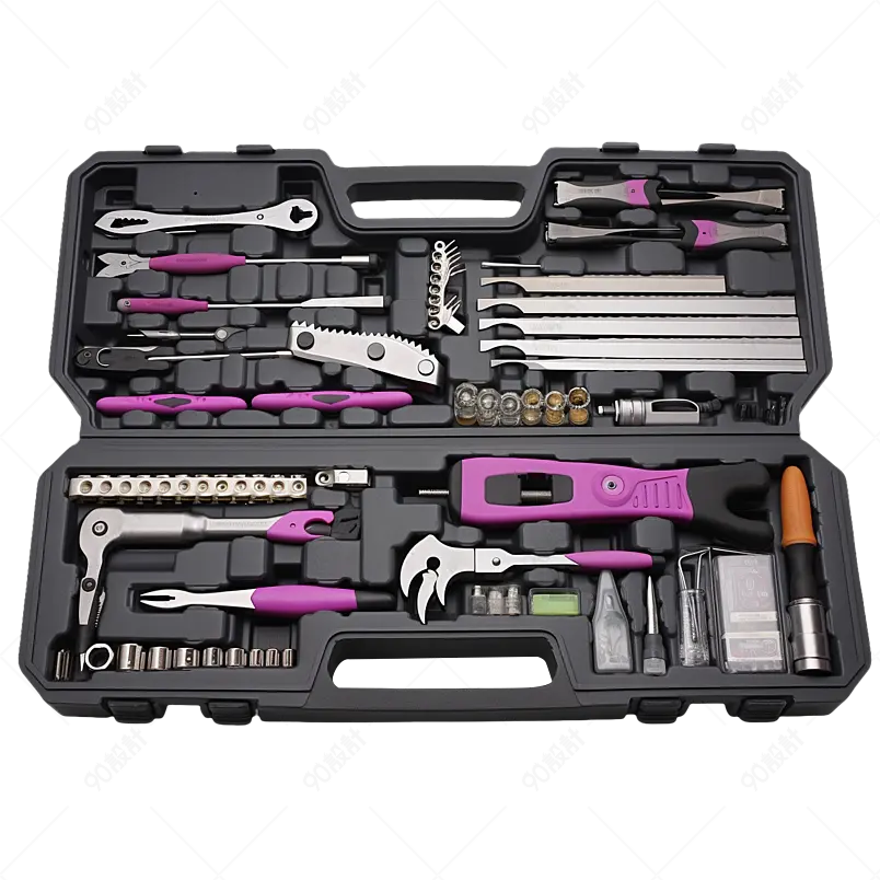 黑色实拍打开的工具箱五金元素