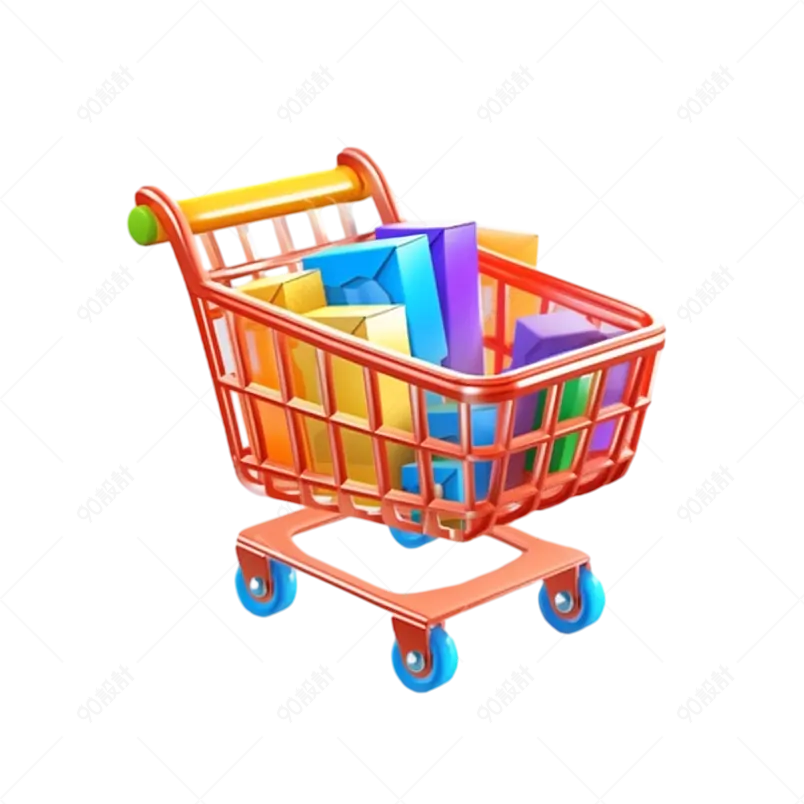 购物车商品商超电商促销活动3D立体模型