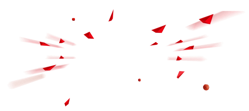 红色几何漂浮元素