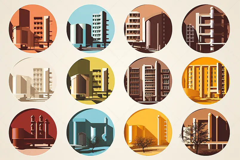 房屋建筑类图标房地产元素插画绘制图片